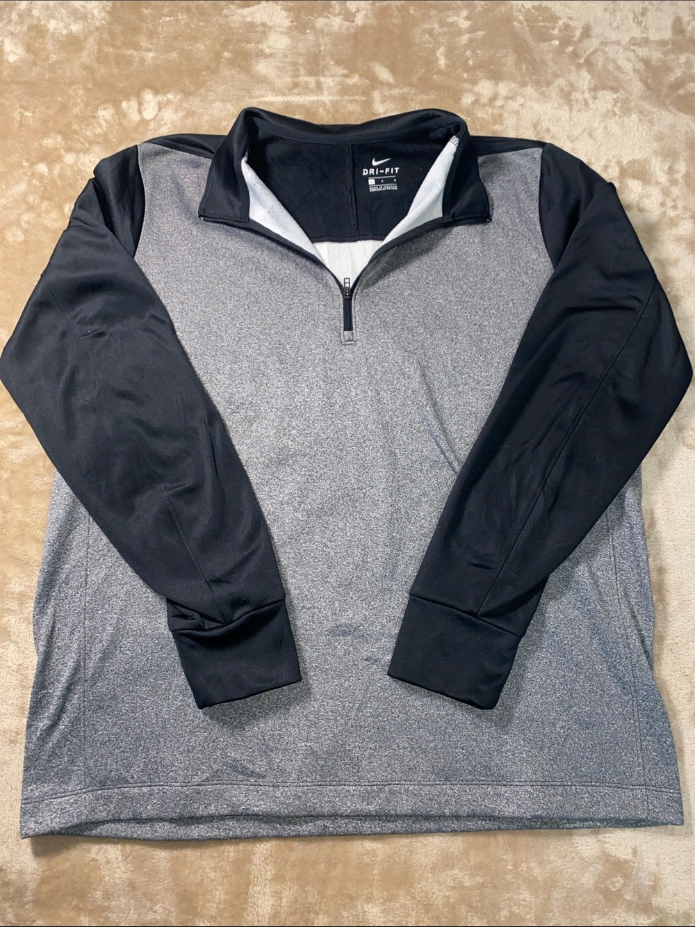 Nike Gray Heather and Black Quarter-Zip Athletic Pullover